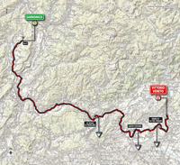 De kaart met het parcours van de 17de etappe van de Ronde van Italië 2014