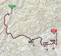 La carte du parcours de la 17me tape du Tour d'Italie 2014