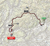 La carte du parcours de la 18me tape du Tour d'Italie 2014