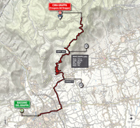 De kaart met het parcours van de 19de etappe van de Ronde van Italië 2014
