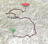 De kaart met het parcours van de 20ste etappe van de Ronde van Italië 2014