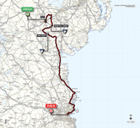 The map with the race route of the 3rd stage of the Tour of Italy 2014