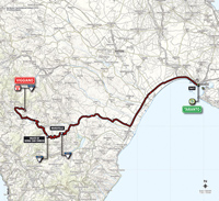 De kaart met het parcours van de 5de etappe van de Ronde van Italië 2014