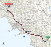 La carte du parcours de la 6ème étape du Tour d'Italie 2014