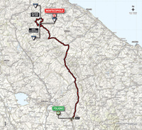 De kaart met het parcours van de 8ste etappe van de Ronde van Italië 2014