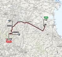 The map with the race route of the 9th stage of the Tour of Italy 2014