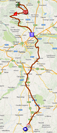 De kaart met het parcours van de dertiende etappe van de Giro d'Italia 2014 op Google Maps