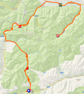De kaart met het parcours van de zestiende etappe van de Giro d'Italia 2014 op Google Maps