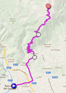 De kaart met het parcours van de negentiende etappe van de Giro d'Italia 2014 op Google Maps