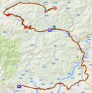 The map with the race route of the twentieth stage of the Giro d'Italia 2014 on Google Maps