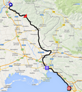 The map with the race route of the twenty-first stage of the Giro d'Italia 2014 on Google Maps
