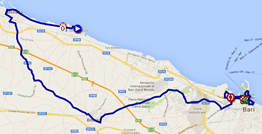 De kaart met het parcours van de vierde etappe van de Giro d'Italia 2014 op Google Maps