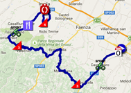 The map with the race route of the eleventh stage of the Giro d'Italia 2015 on Google Maps