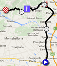 The map with the race route of the fourteenth stage of the Giro d'Italia 2015 on Google Maps