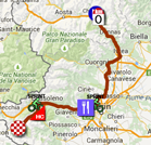 De kaart met het parcours van de twintigste etappe van de Giro d'Italia 2015 sur Google Maps