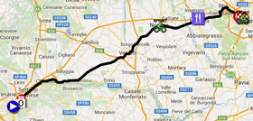 The map with the race route of the twentyfirst stage of the Giro d'Italia 2015 on Google Maps