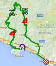 The map with the race route of the third stage of the Giro d'Italia 2015 on Google Maps