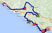 The map with the race route of the fourth stage of the Giro d'Italia 2015 on Google Maps