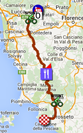 The map with the race route of the sixth stage of the Giro d'Italia 2015 on Google Maps