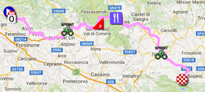 The map with the race route of the eighth stage of the Giro d'Italia 2015 on Google Maps