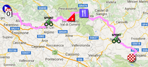 La carte avec le parcours de la huitième étape du Giro d'Italia 2015 sur Google Maps