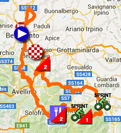 De kaart met het parcours van de negende etappe van de Giro d'Italia 2015 sur Google Maps