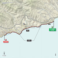 The map with the race route of the 1st stage of the Tour of Italy 2015