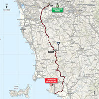 The map with the race route of the 6th stage of the Tour of Italy 2015