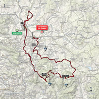 The map with the race route of the 9th stage of the Tour of Italy 2015