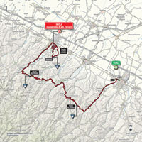 The map with the race route of the 11th stage of the Tour of Italy 2015