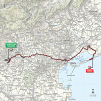 The map with the race route of the 13th stage of the Tour of Italy 2015