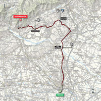 The map with the race route of the 14th stage of the Tour of Italy 2015