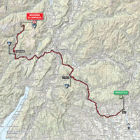 The map with the race route of the 15th stage of the Tour of Italy 2015