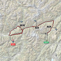 The map with the race route of the 16th stage of the Tour of Italy 2015