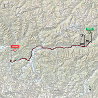 The map with the race route of the 17th stage of the Tour of Italy 2015