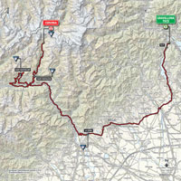 The map with the race route of the 19th stage of the Tour of Italy 2015
