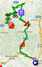 De kaart met het parcours van de tiende etappe van de Giro d'Italia 2016 op Google Maps