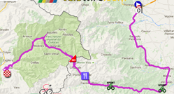 La carte avec le parcours de la dix-neuvième étape du Giro d'Italia 2016 sur Google Maps