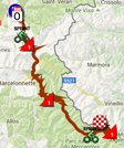 De kaart met het parcours van de twintigste etappe van de Giro d'Italia 2016 op Google Maps