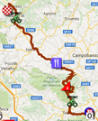 De kaart met het parcours van de zesde etappe van de Giro d'Italia 2016 op Google Maps