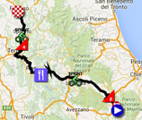 De kaart met het parcours van de zevende etappe van de Giro d'Italia 2016 op Google Maps