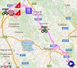 De kaart met het parcours van de achtste etappe van de Giro d'Italia 2016 op Google Maps