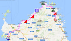 The map with the race route of the first stage of the Giro d'Italia 2017 on Google Maps