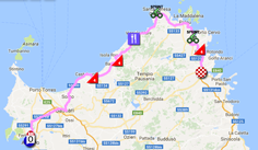 La carte avec le parcours de la eerste etappe van de Giro d'Italia 2017 sur Google Maps