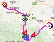 La carte avec le parcours de la douzième étape du Giro d'Italia 2017 sur Google Maps