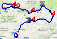 The map with the race route of the eighteenth stage of the Giro d'Italia 2017 on Google Maps