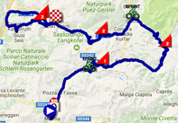 La carte avec le parcours de la dix-huitième étape du Giro d'Italia 2017 sur Google Maps