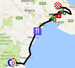 The map with the race route of the seventh stage of the Giro d'Italia 2017 on Google Maps