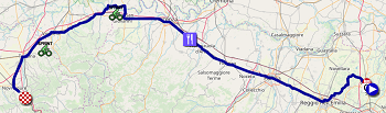 De kaart met het parcours van de 11de etappe van de Giro d'Italia 2019 op Open Street Maps