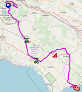 De kaart met het parcours van de 5de etappe van de Giro d'Italia 2019 op Open Street Maps